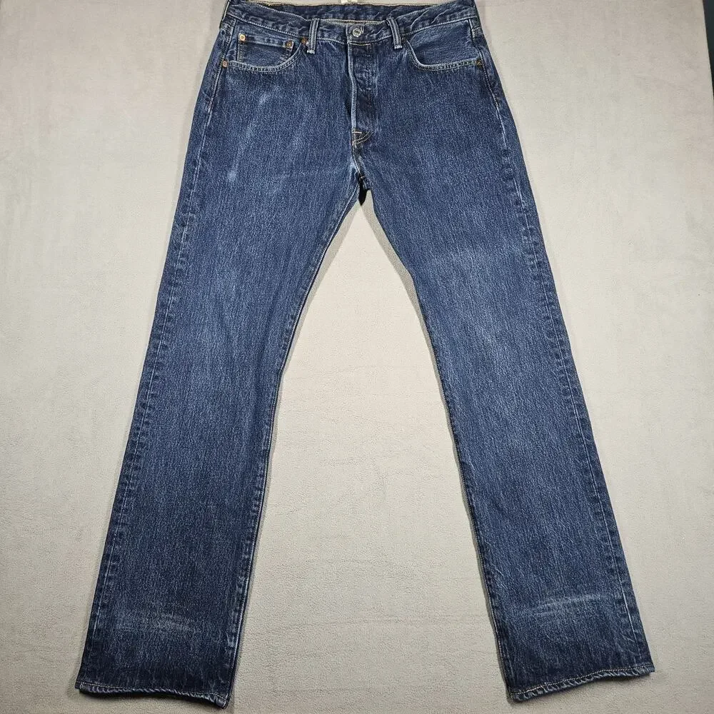 Levi's 501 Jeans Mens 34x33 Original Fit Button Fly Med Wash Distressing Faded